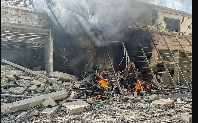 The aftermath of an Israeli strike in Lebanon.